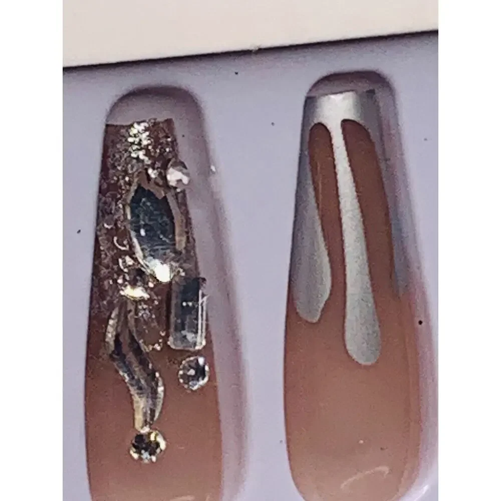 False Nail Professional One Minute Nail Tip Silver Rhinestone Tips - Picture 3 of 5